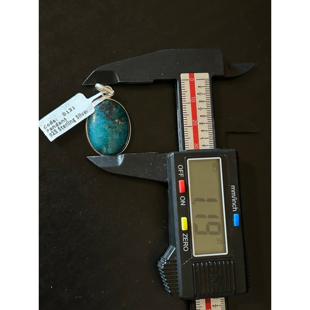 925 Sterling Silver Oval Shattuckite Pendant - Picture 10 of 12